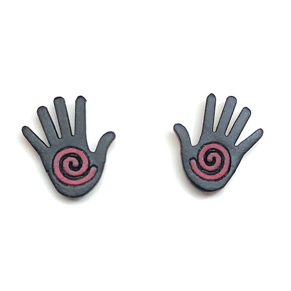Ohrstecker HAND Spirale rot, Flaschenkürbis