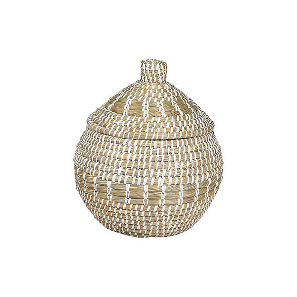 Aufbewahrungskorb 30x25cm KHULNA mit Deckel, Kaisagras / CONTIGO Fairtrade Onlineshop