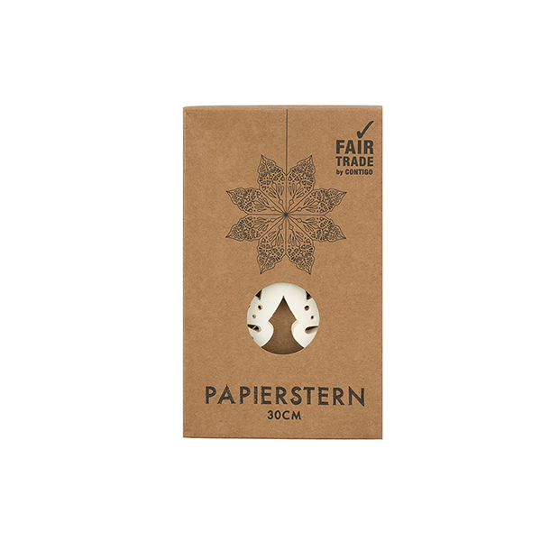 Faltstern Schneeflocke 30 cm, weiß, Papier / CONTIGO Fairtrade Onlineshop