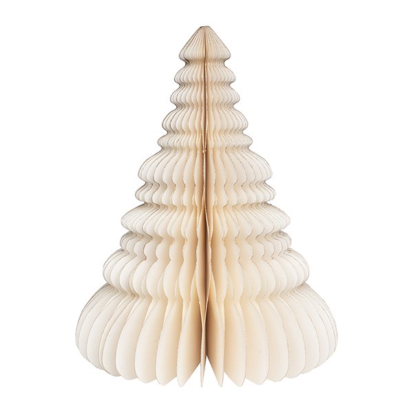 Weihnachtsbaum ORIGAMI 24 cm, weiß, Goldrand, Papier / CONTIGO Fairtrade Onlineshop