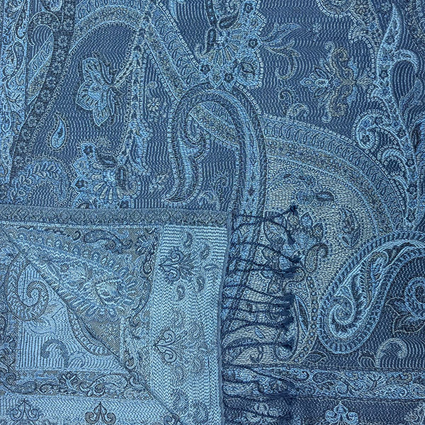 Schal PAISLEY, dunkelblau-hellblau-grau-mix, 190x54cm, Seide / CONTIGO Fairtrade Onlineshop