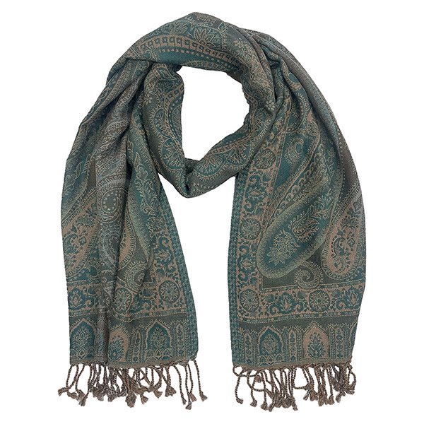 Wendestola PAISLEY petrol-braun-taupe, 180x70 cm, 100 % Wolle Wendestola PAISLEY petrol-braun-taupe, 180x70 cm, 100 % Wolle