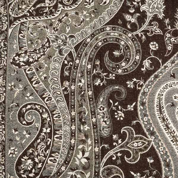 Wolldecke Plaid 200x140, PAISLEY-FLOWER, creme-dunkelbraun, 100 % Wolle / CONTIGO Fairtrade Onlineshop