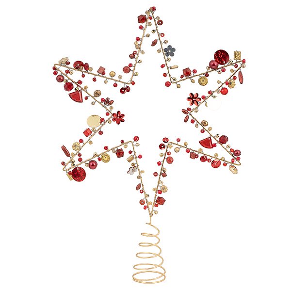 Baumspitze STERN 19cm, puderrosa, rot-gold