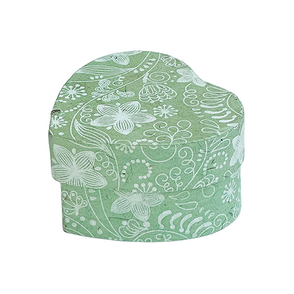 Dekobox Herzchen, JASMIN GARDEN, M, 7x7x4,5 cm, mintgrün-weiß, Loktapapier handgeschöpft