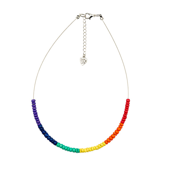 Halskette Mini Bits RAINBOW PRIDE, Kokosnuss / CONTIGO Fairtrade Onlineshop