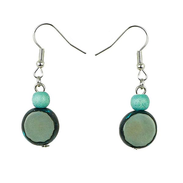 Ohrringe Puntos lang, grün, Palmnuss / CONTIGO Fairtrade Onlineshop