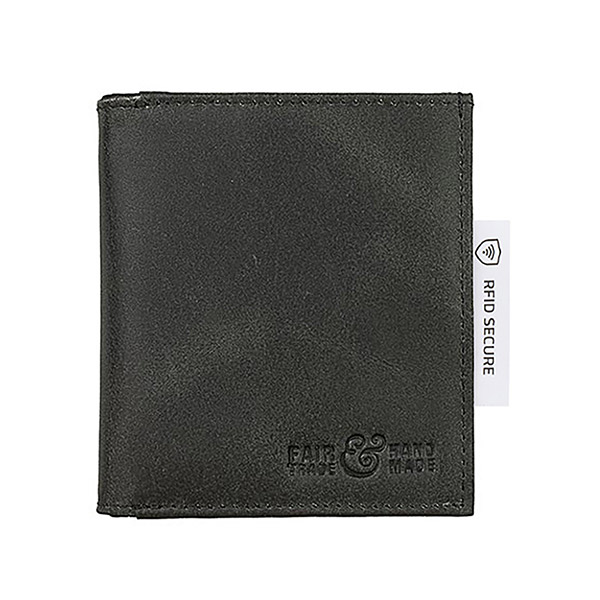 Börse VIENNA 9x10cm Vintage-schwarz RFID-secure, Rindsleder / CONTIGO Fairtrade Onlineshop