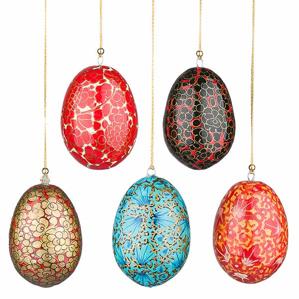 Anhänger Osterei KASCHMIR 7,5cm, handbemalt, Pappmaché / CONTIGO Fairtrade Onlineshop