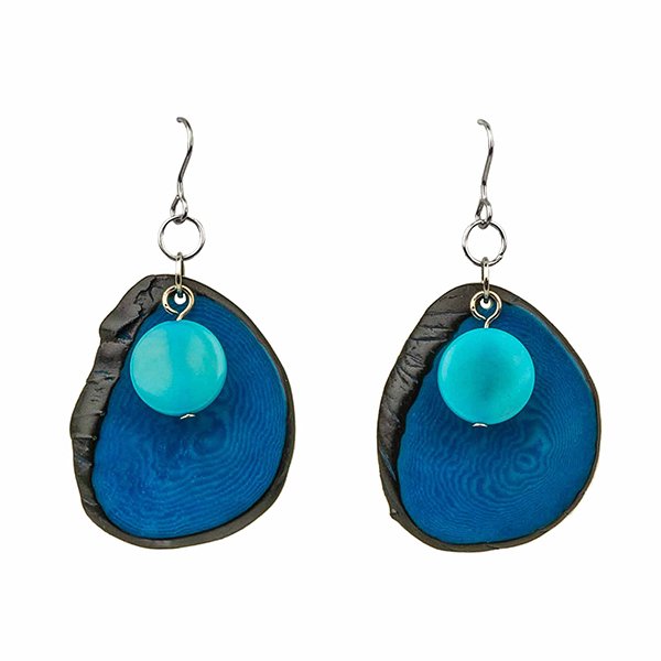 Ohrringe DOUBLE türkis-aqua, Tagua