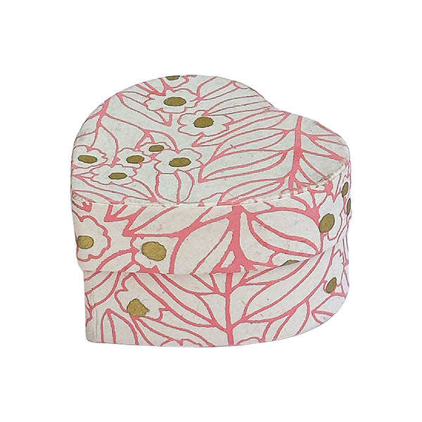 Dekobox WILDBLUMEN, M, 7x7x4,5 cm, beere-litschi, Loktapapier handgeschöpft