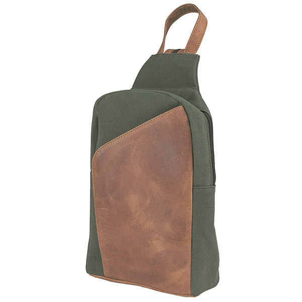 Crossbody Bag waldgrün, Leder mit Bio-Baumwollcanvas / CONTIGO Fairtrade Onlineshop