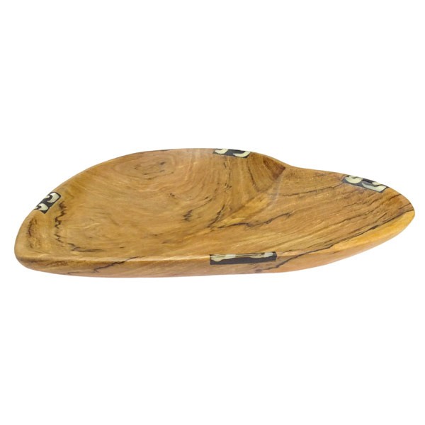 Teller flach HERZ 14cm mit BONE, Olivenholz / CONTIGO Fairtrade Onlineshop