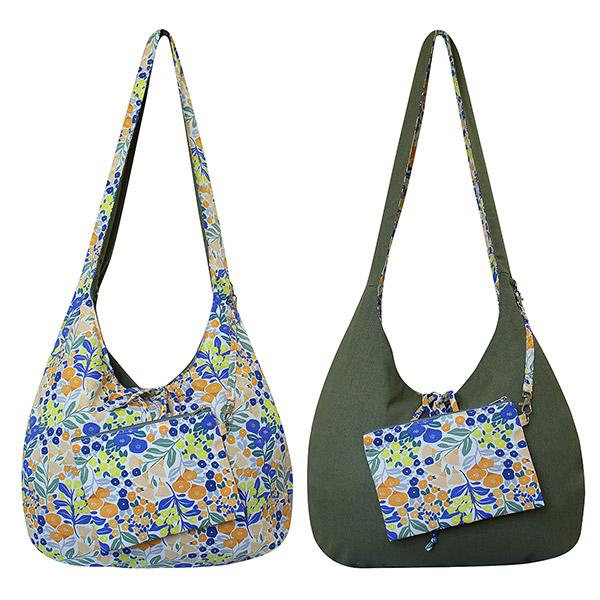 Wendetasche LILY, grün-gelb-blau, bedruckte Baumwolle / CONTIGO Fairtrade Onlineshop
