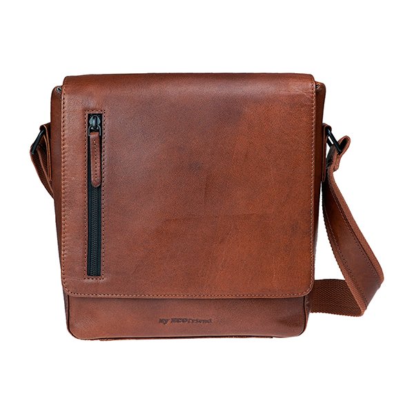 Schultertasche SPORTY chestnut, ECO-Ziegenleder