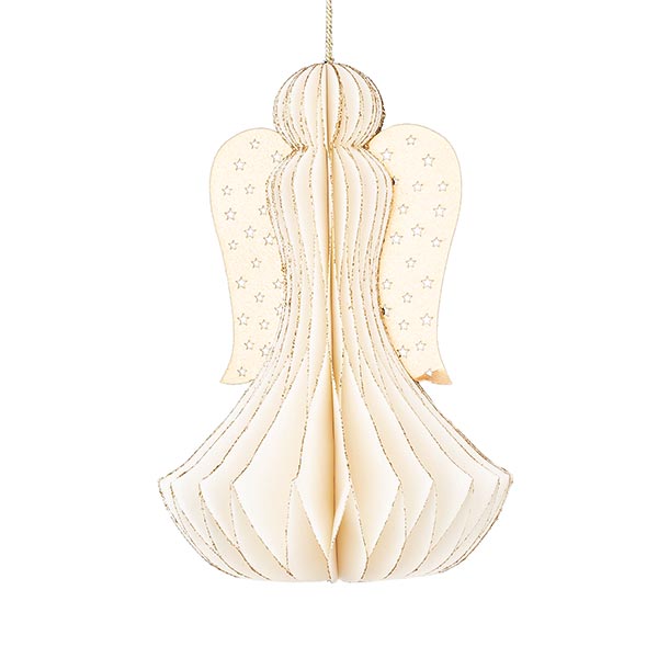 Papierdeko Engel Origami 12cm weiß Sterne, Glitter / CONTIGO Fairtrade Onlineshop