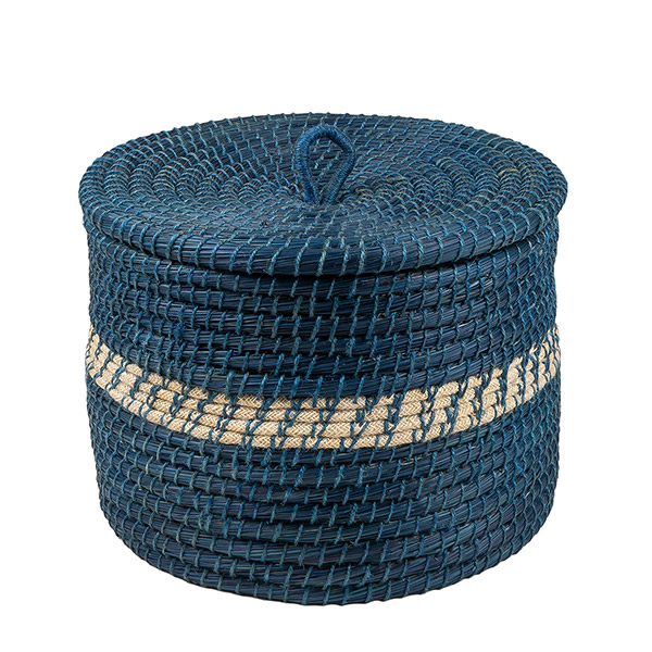 Aufbewahrungskorb 35x25cm AZUL mit Deckel, Gras, Jute / CONTIGO Fairtrade Onlineshop