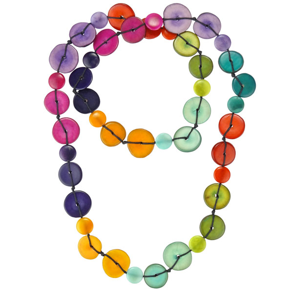 Halskette DISC Regenbogen, Tagua
