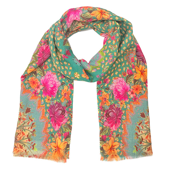 Schal BLUMEN, bedruckt, 180x70 cm, 92 % Wolle, 8 % Seide / CONTIGO Fairtrade Onlineshop