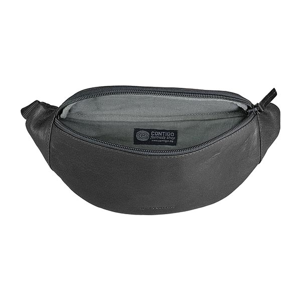Gürteltasche SPORTY schwarz, Ziegenleder / CONTIGO Fairtrade Onlineshop