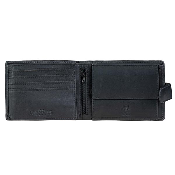 Börse SPORTY Graphic 13x10cm RFID schwarz, Rindsleder / CONTIGO Fairtrade Onlineshop