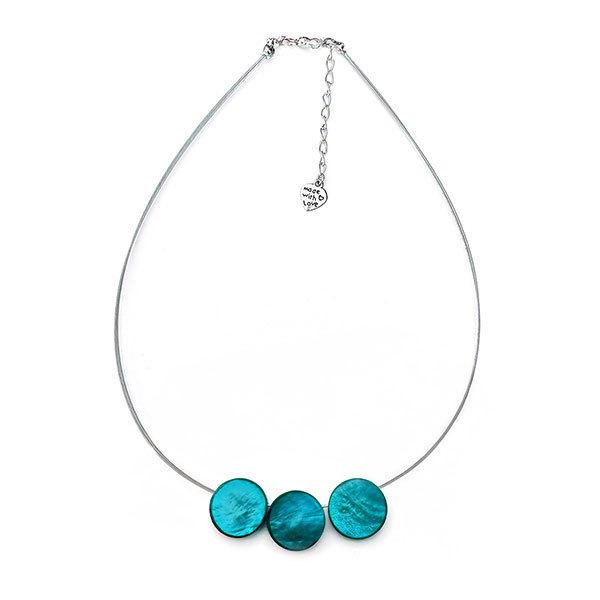 Halskette TRIO DISC blau, Capiz
