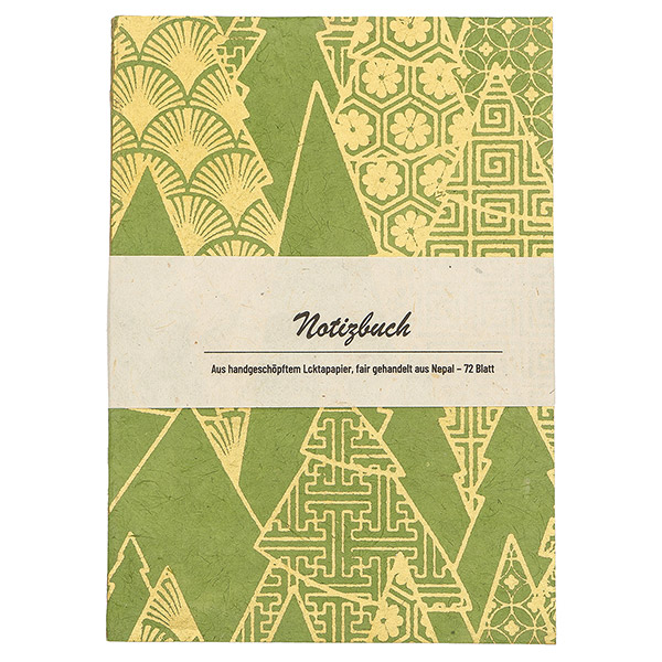 Notizheft WEIHNACHTSWALD grün-gold, Loktapapier / CONTIGO Fairtrade Onlineshop