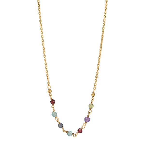 Halskette Steinchen bunt, 22K vergoldet / CONTIGO Fairtrade Onlineshop