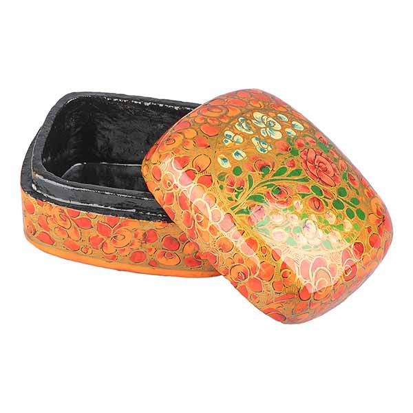 Dose Kaschmir, 8,5x7,5cm handbemalt, Pappmaché / CONTIGO Fairtrade Onlineshop