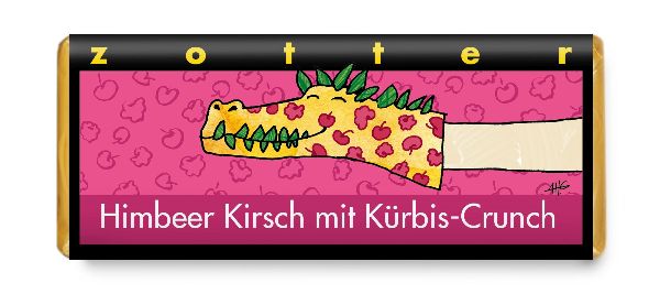 Zotter Himbeer Kirsch mit Kürbis-Crunch 70g BIO