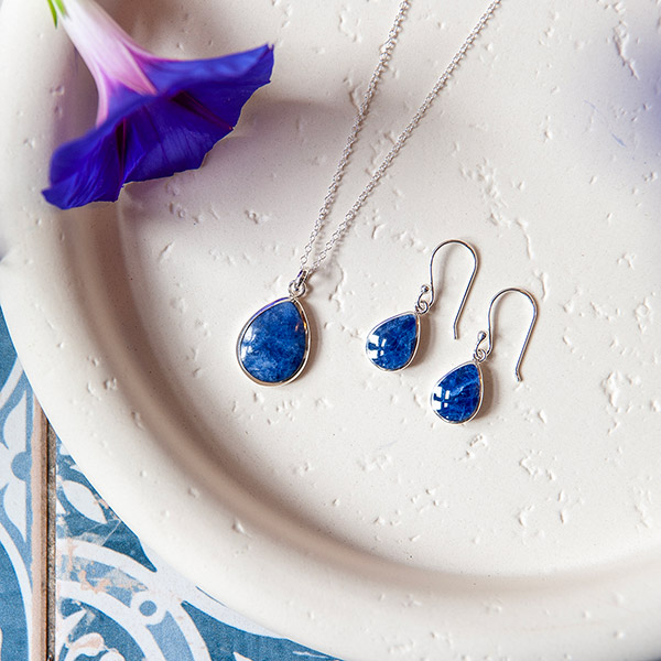 Ohrringe GOTA Sodalith, Silber / CONTIGO Fairtrade Onlineshop