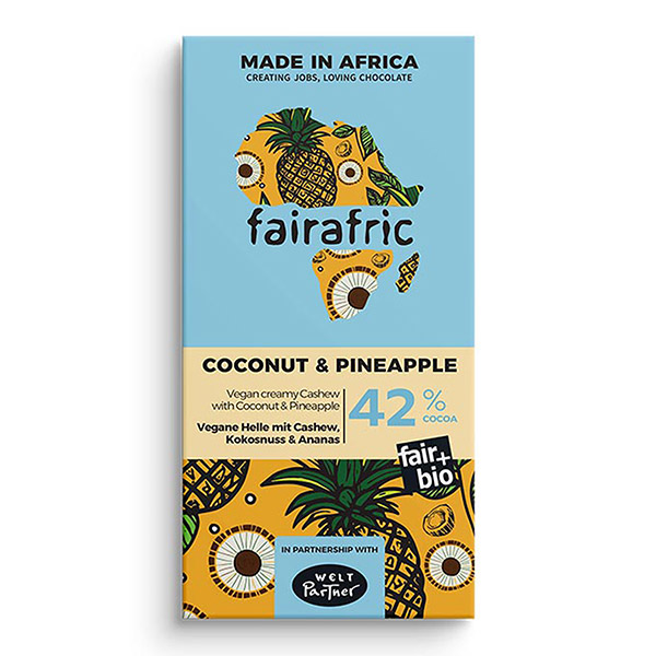 fairafric - Schokolade BIO Helle 42% Ananas & Kokos 80g / CONTIGO Fairtrade Onlineshop