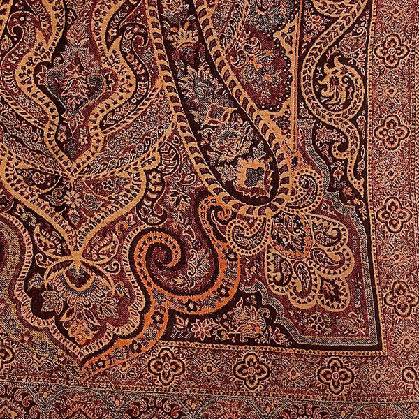 Wendestola PAISLEY dunkelbraun-cognac-rot, 180x70 cm, 100 % Wolle