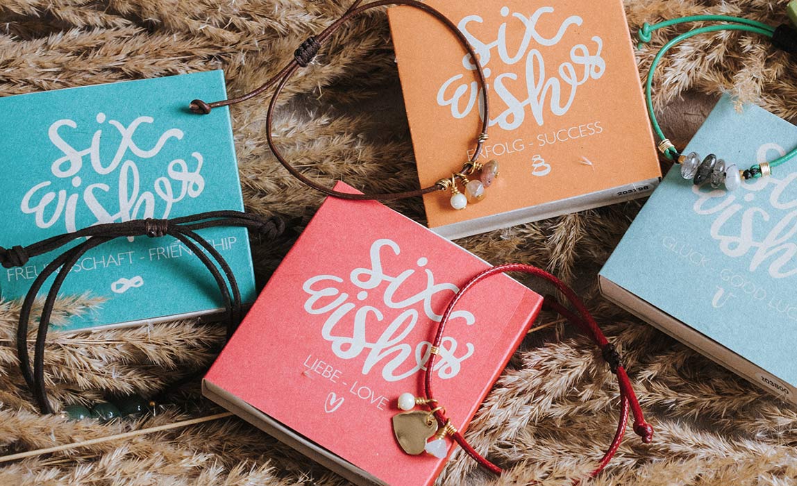 Handgefertigte Glücksbringer, Wunscharmbänder Six Wishes von CONTIGO Fairtrade Onlineshop