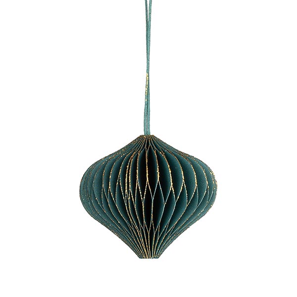 Papierdeko Origami 6,5cm ONION petrol, Goldrand / CONTIGO Fairtrade Onlineshop
