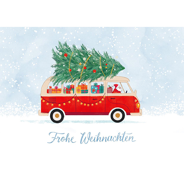 Grußkarte M Weihnachtsbulli