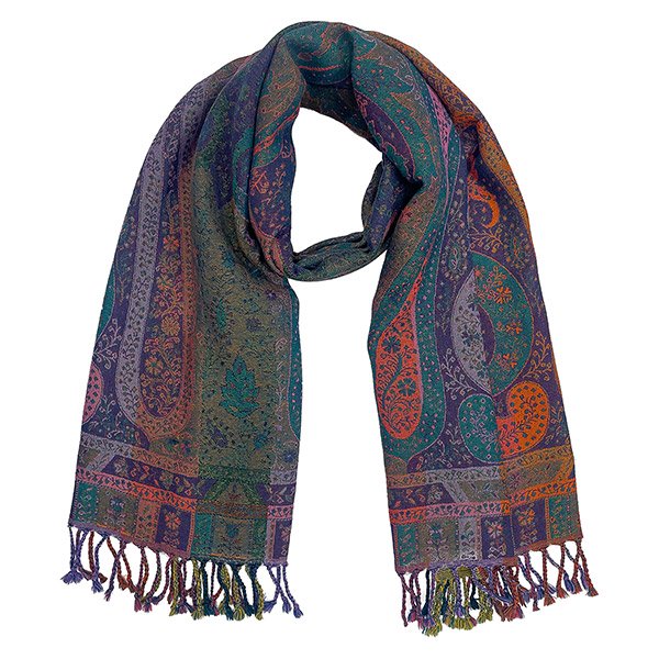 Wendestola PAISLEY multicolour-lila-orange-grün, 180x70 cm, 100 % Wolle Wendestola PAISLEY multicolour-lila-orange-grün, 180x70 cm, 100 % Wolle