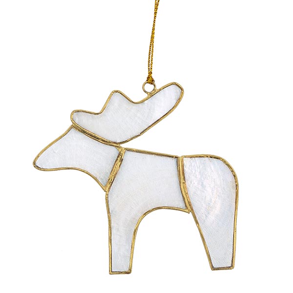 Anhänger Rentier weiß-gold, Capiz / CONTIGO Fairtrade Onlineshop