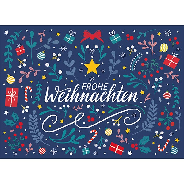 Postkarte Weihnachtsornamente / CONTIGO Fairtrade Onlineshop