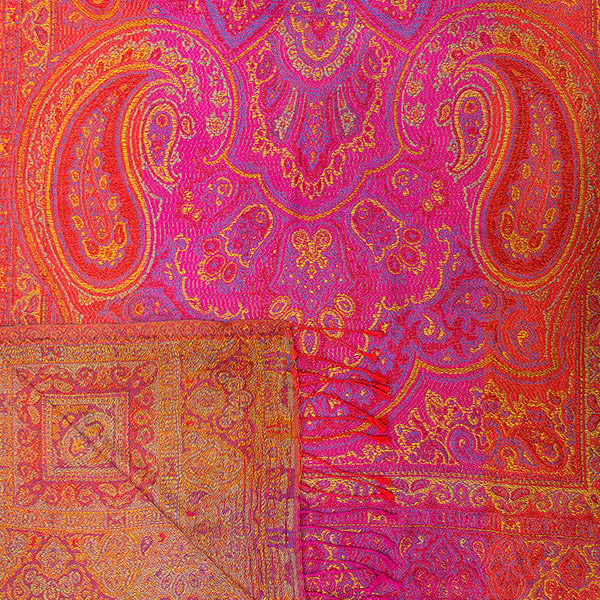 Schal PAISLEY, magenta-orange-mix, 190x54cm, Seide / CONTIGO Fairtrade Onlineshop