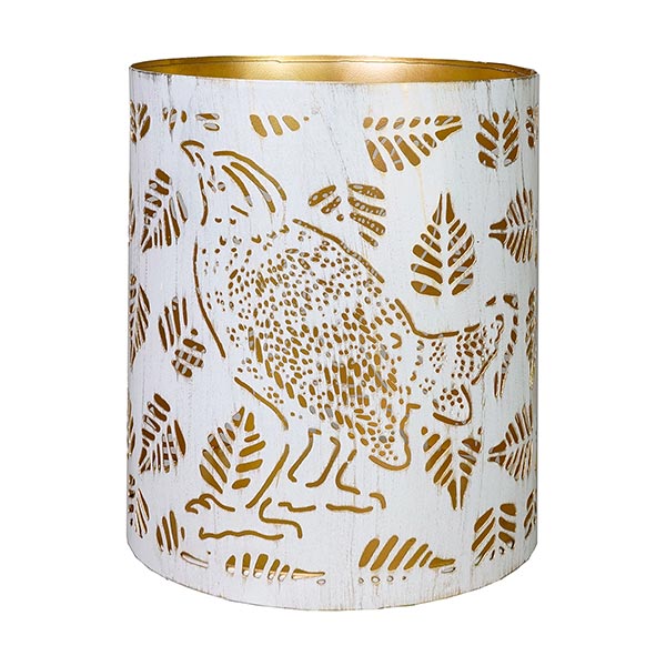 Windlicht 18x20cm BIRD weiß-gold, Eisenblech / CONTIGO Fairtrade Onlineshop