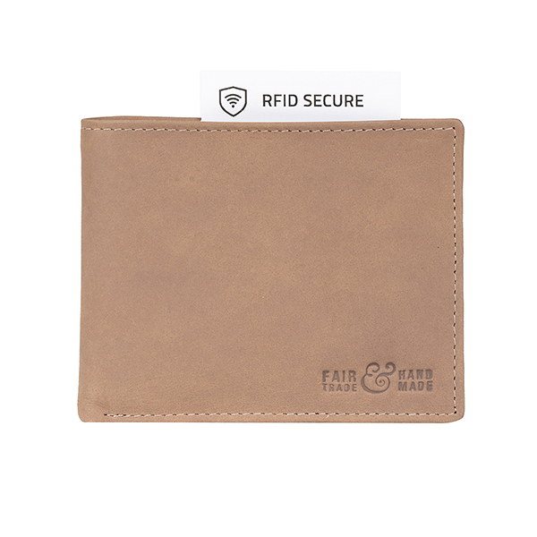 Börse PAUL 12x9,5cm taupe, RFID secure, Rindsleder