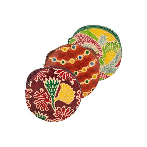 Mini-Börse rund 8cm SIMRAN, Ziegenleder / CONTIGO Fairtrade Onlineshop