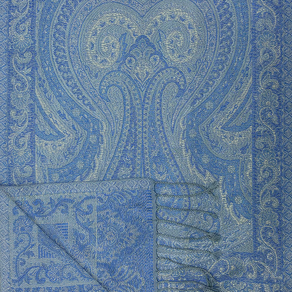 Schal PAISLEY blau-grau-mix, 165x35cm, Seide / CONTIGO Fairtrade Onlineshop