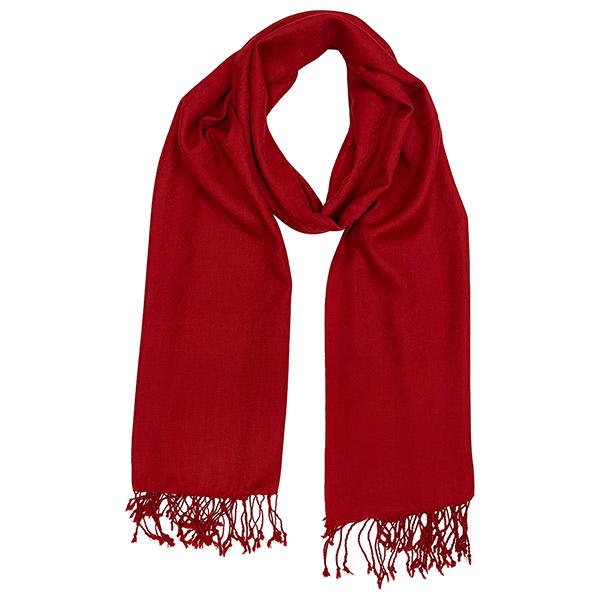 Webschal UNI PAISLEY, dunkelrot, einfarbig, 200x70 cm, 35 % Wolle, 65 % Polyester