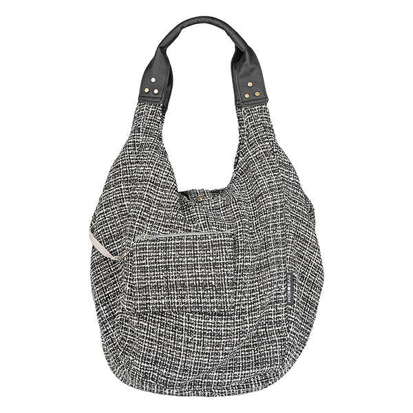 Tasche HOBOBAG , salt & pepper tweed, weiß-schwarz , Wollmix