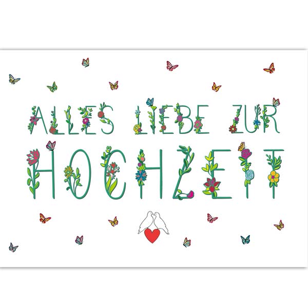 Grußkarte M quer Alles Liebe zur Hochzeit