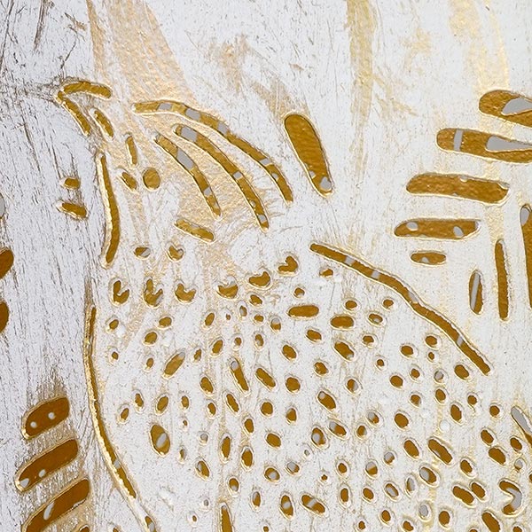 Windlicht 18x20cm BIRD weiß-gold, Eisenblech / CONTIGO Fairtrade Onlineshop