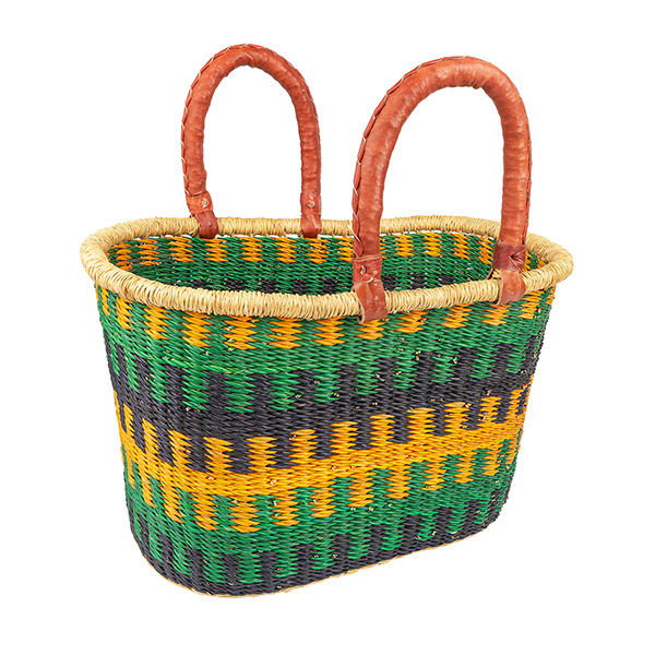 Bolga Korb oval 44-48cm MERLON grün-gelb, Steppengras / CONTIGO Fairtrade Onlineshop