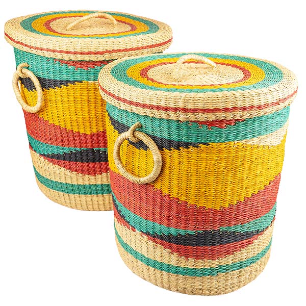 Bolga Wäschekorb 44cm COLOUR, Steppengras / CONTIGO Fairtrade Onlineshop